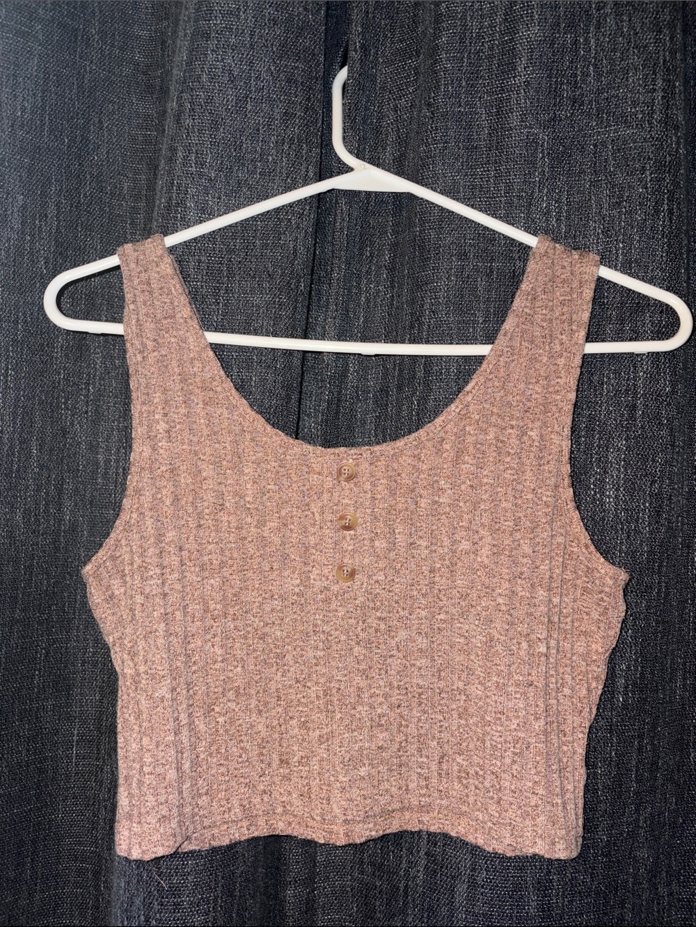 Ribbed Scoop-Neck Tank Top in Mauve Pink